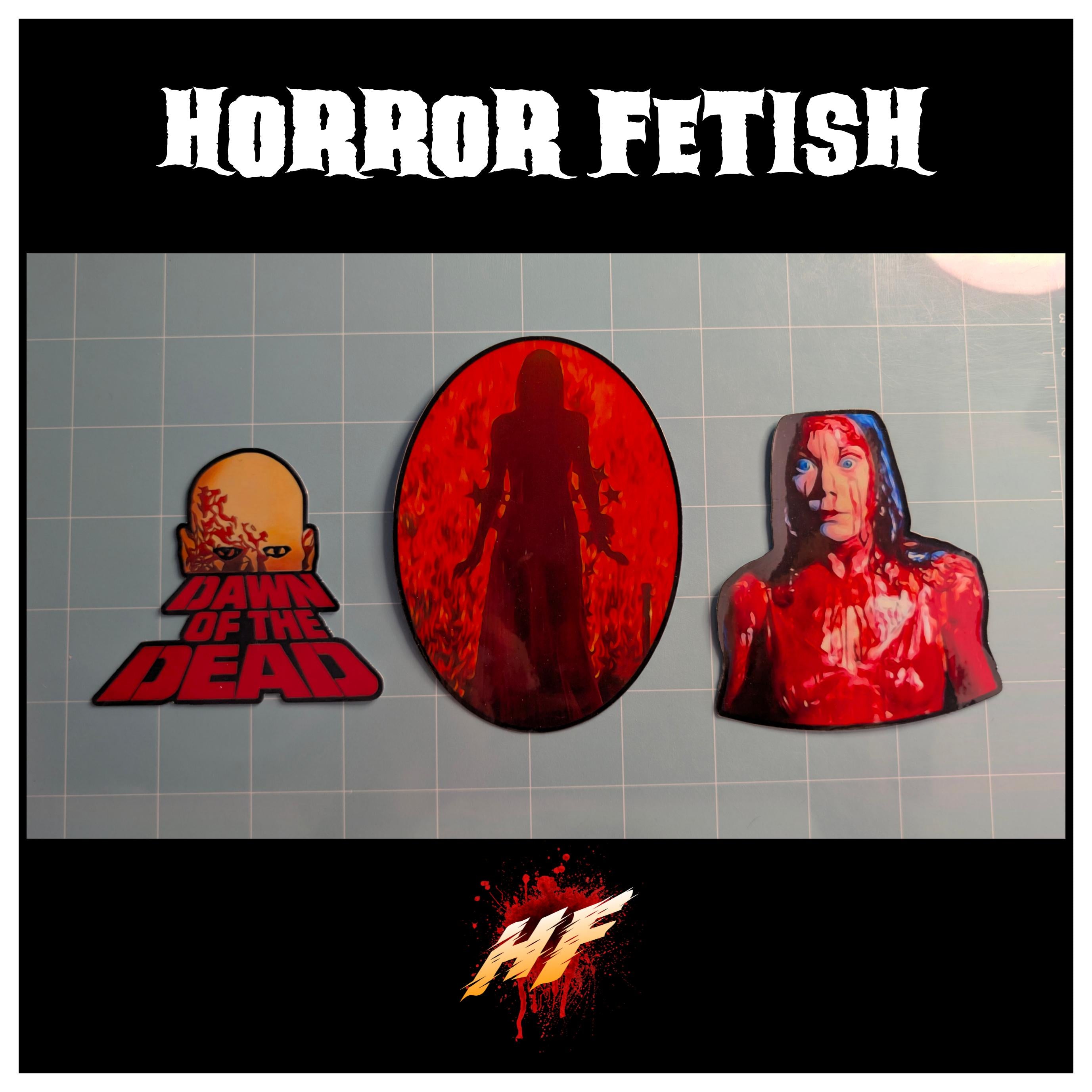 Carrie & Dawn of the Dead | Horror Character Inspired Die Cut Waterproof Laminated Stickers