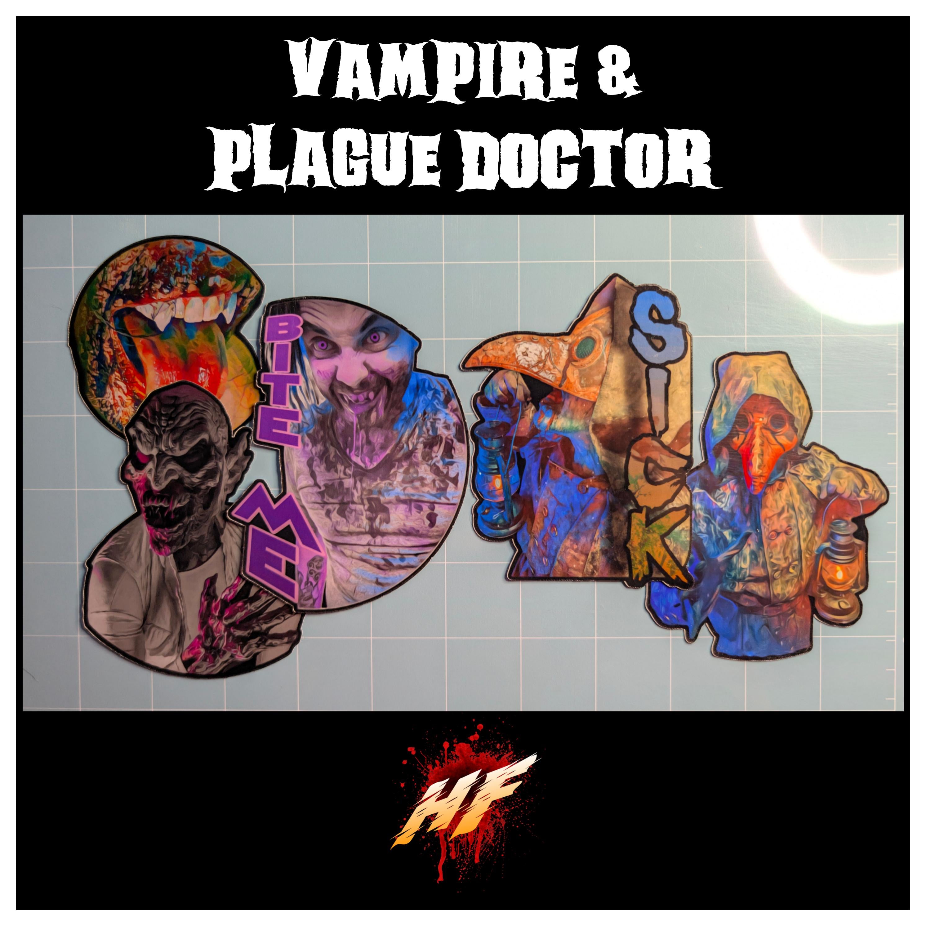 Vampire & Plague Doctor | 18+ Horror Cosplay Die Cut Waterproof Laminated Stickers