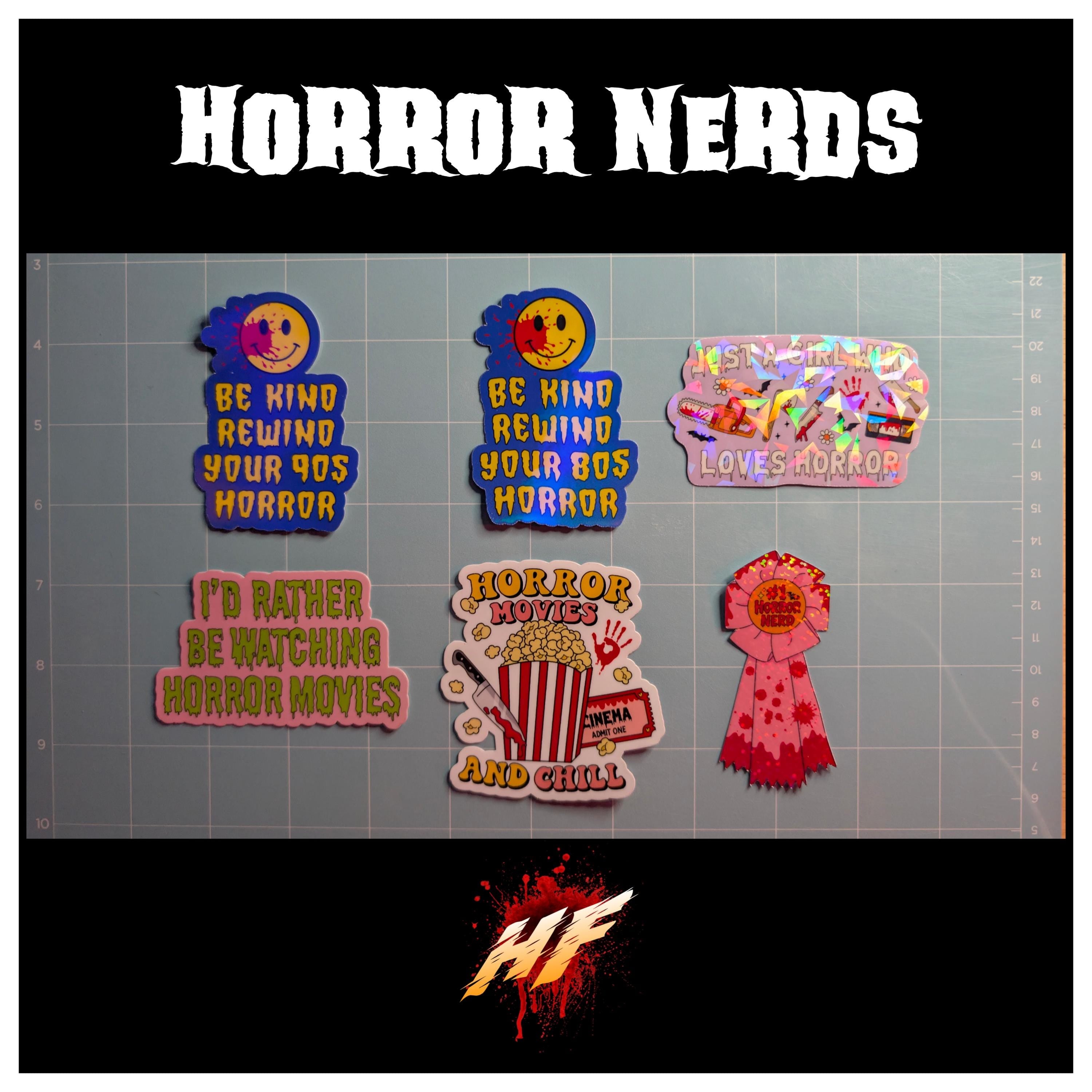 Horror Nerd Waterproof Laminated Die Cut Stickers