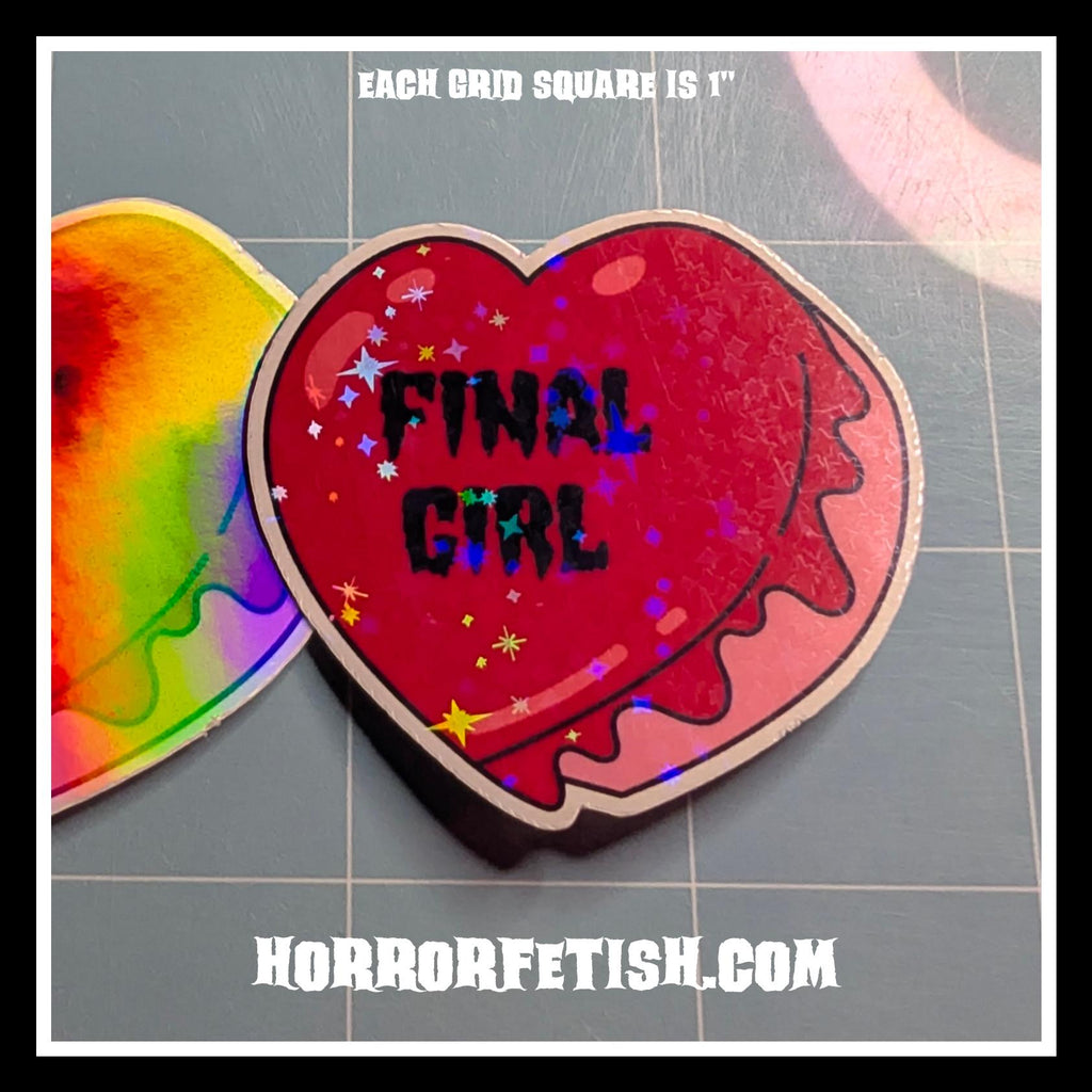 2" Horror Candy Heart Laminated Waterproof Die Cut Stickers