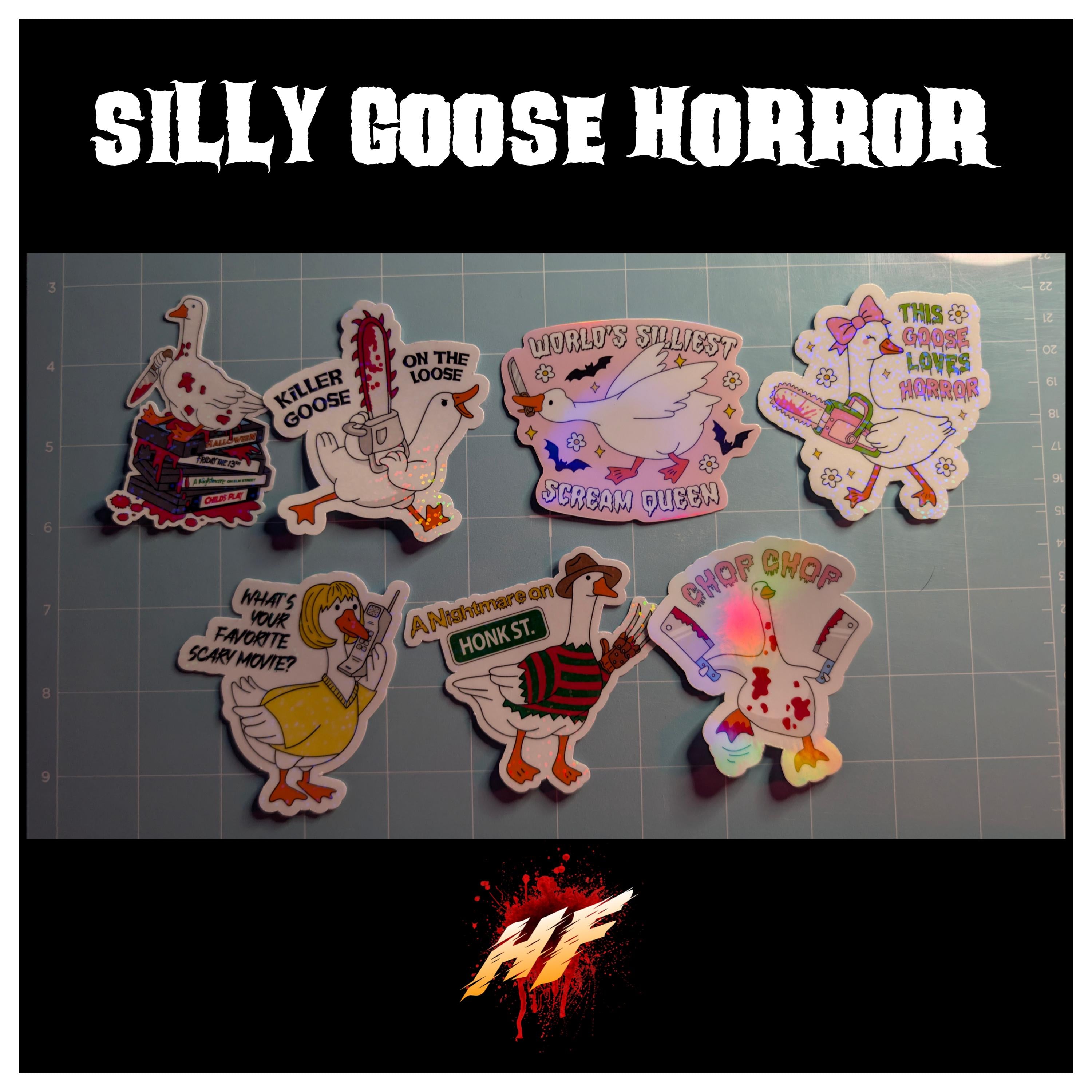 Silly Goose Horror Waterproof Laminated Die Cut Stickers