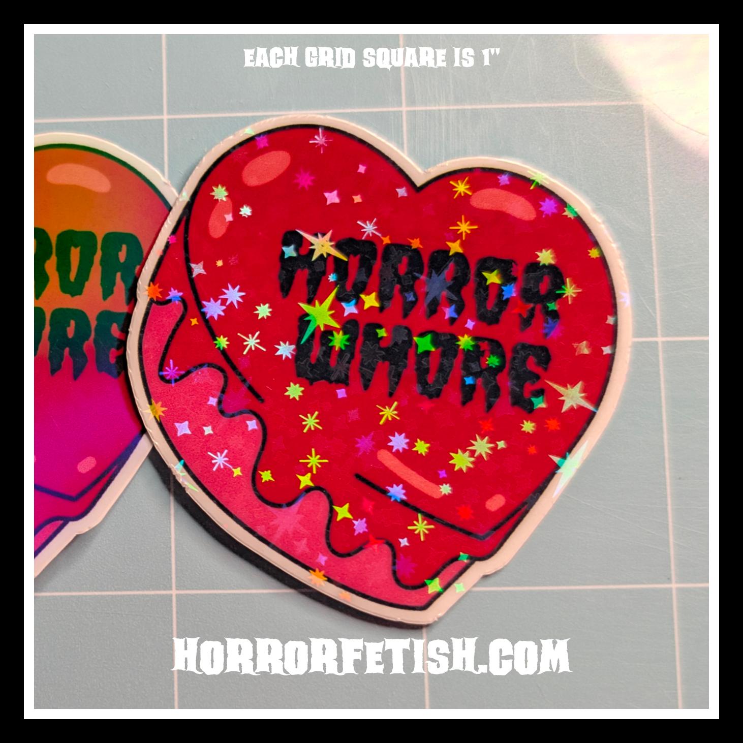 2" Horror Candy Heart Laminated Waterproof Die Cut Stickers