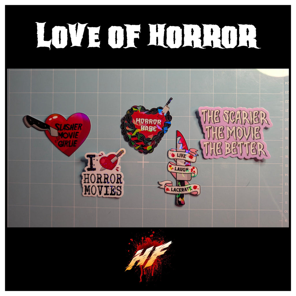 Love of Horror Waterproof Laminated Die Cut Stickers