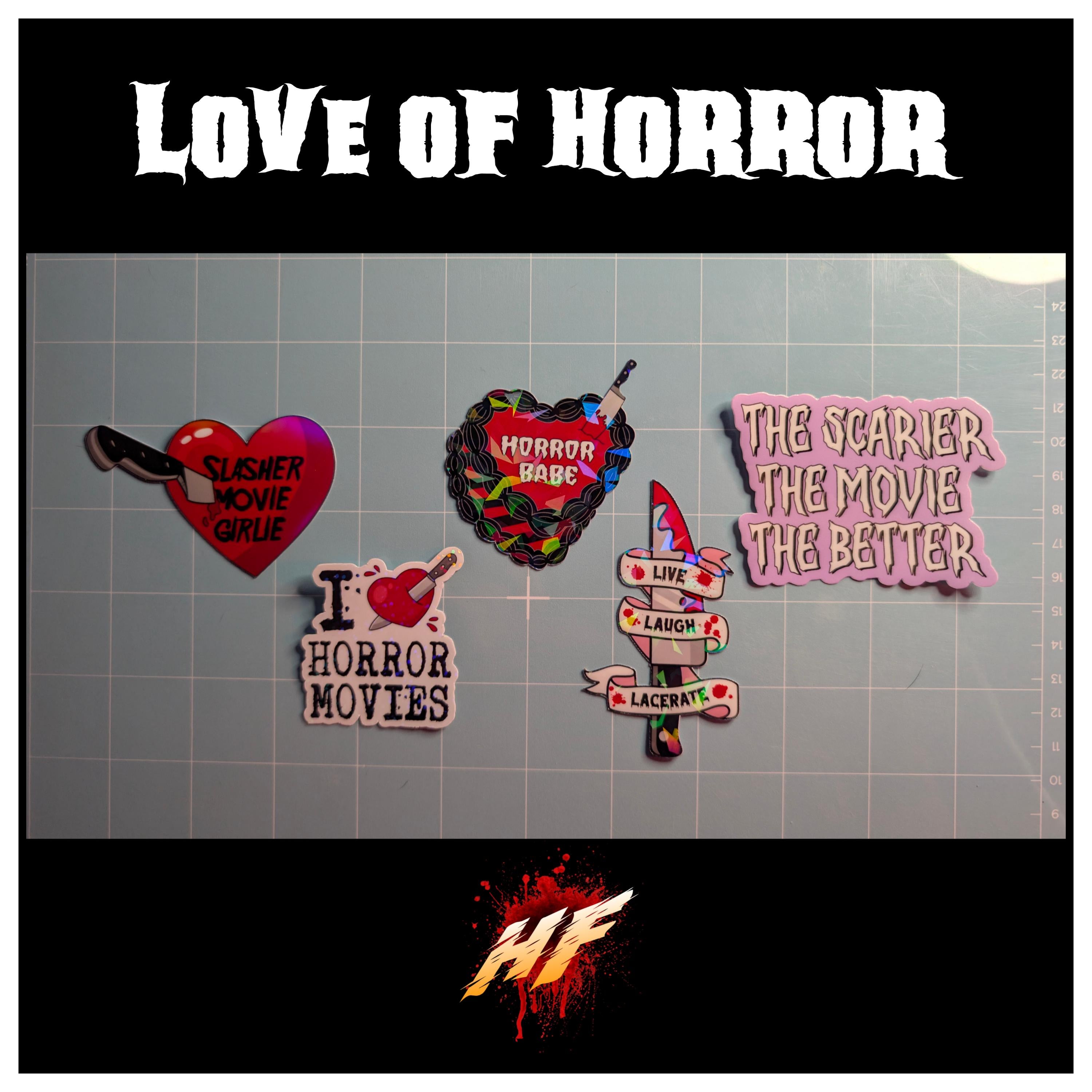 Love of Horror Waterproof Laminated Die Cut Stickers