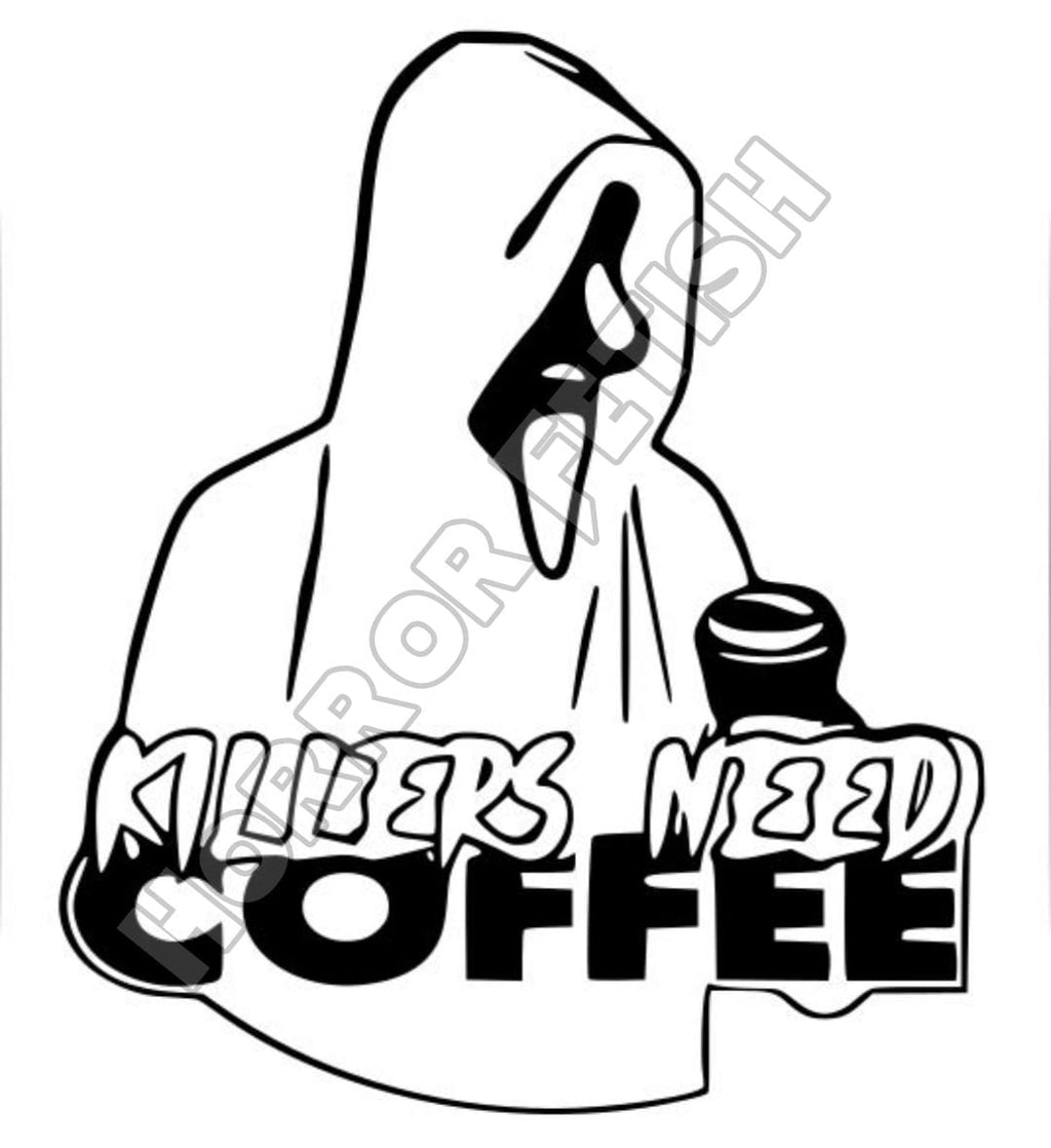 KILLERS NEED COFFEE | Ghostface Scream | Vinyl Horror Car Decal