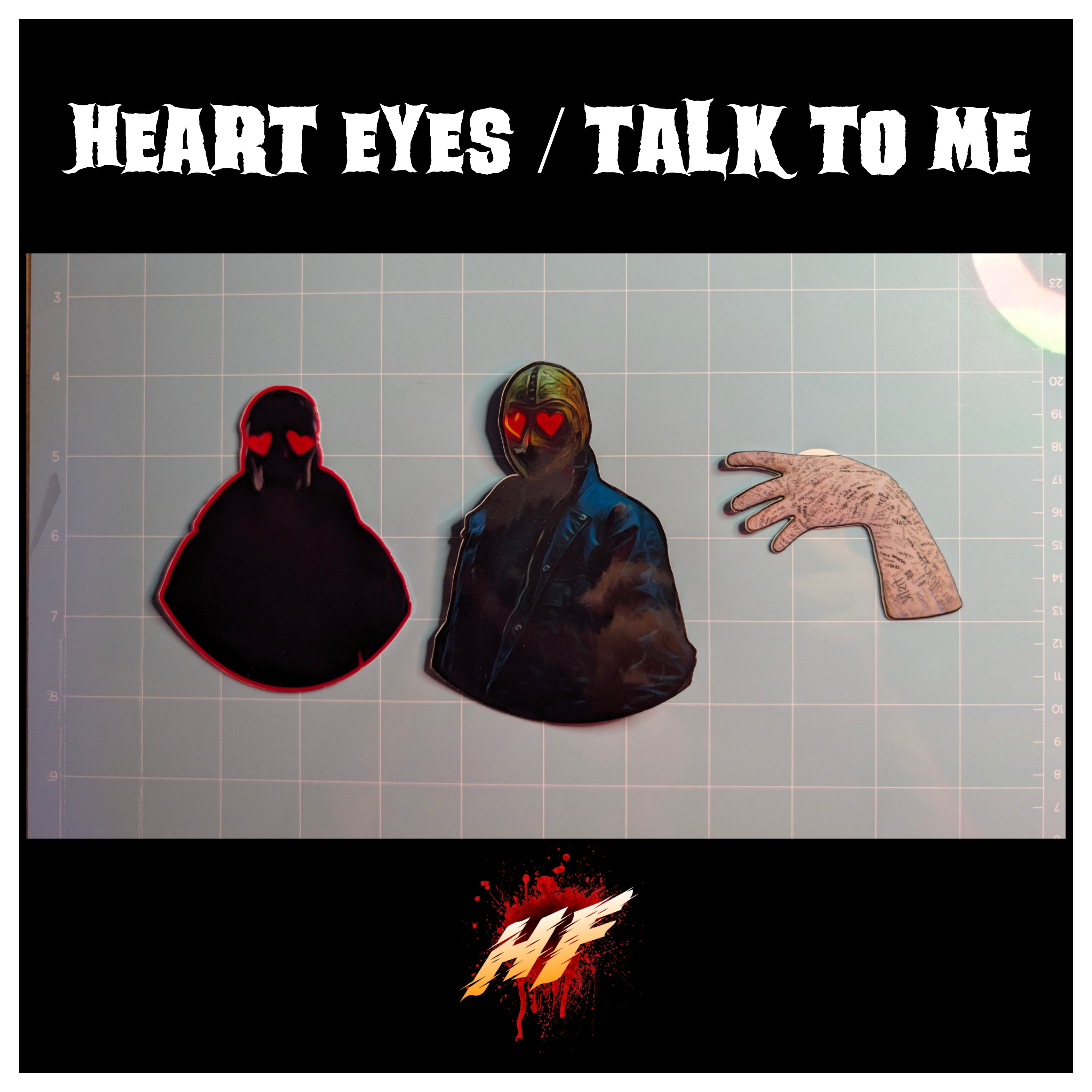 Heart Eyes & Talk to Me | Horror Die Cut Waterproof Laminated Sticker