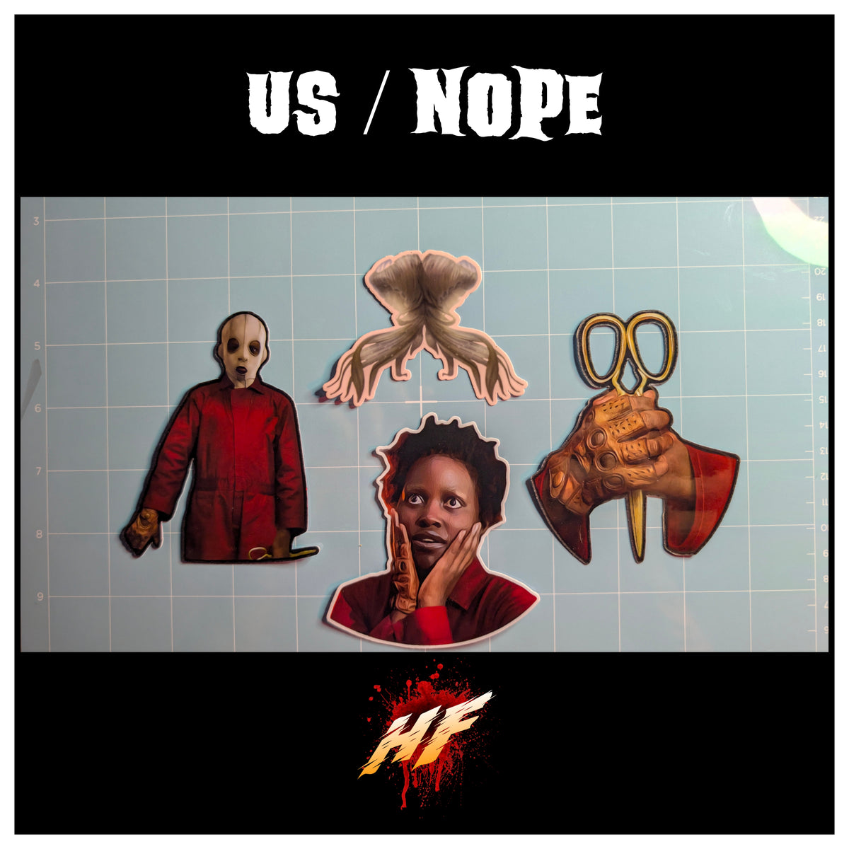 Us & Nope | Horror Die Cut Waterproof Laminated Sticker