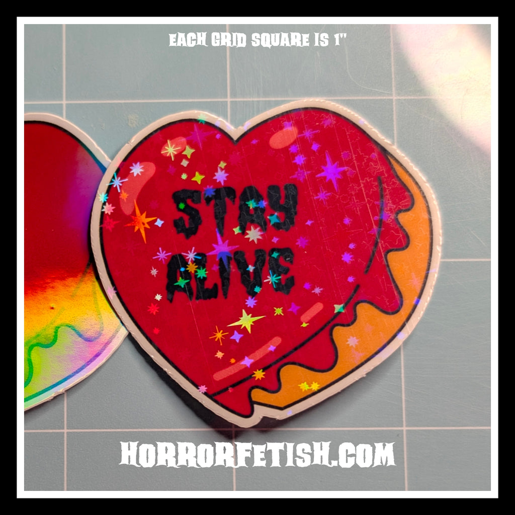 2" Horror Candy Heart Laminated Waterproof Die Cut Stickers