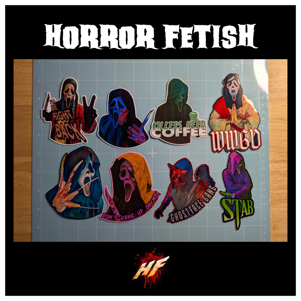 Ghostface Set 4 | 18+ Horror Cosplay Die Cut Waterproof Laminated Stickers